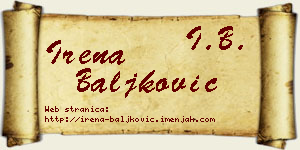 Irena Baljković vizit kartica